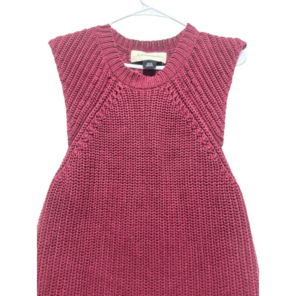 By Malene Birger Chunky Knit Linen Long Vest Womens Small Red Preppy Fisherman - Picture 15 of 16